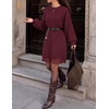 image:imageZESICA Womens Fall Striped Lace Trim Oversized Knit Sweater DressBurgundy