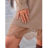 image:imageZESICA Womens Fall Striped Lace Trim Oversized Knit Sweater DressCamel