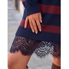 image:imageZESICA Womens Fall Striped Lace Trim Oversized Knit Sweater DressDark Blue