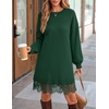 image:imageZESICA Womens Fall Striped Lace Trim Oversized Knit Sweater DressDark Green