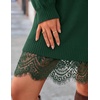 image:imageZESICA Womens Fall Striped Lace Trim Oversized Knit Sweater DressDark Green
