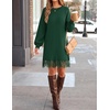 image:imageZESICA Womens Fall Striped Lace Trim Oversized Knit Sweater DressDark Green
