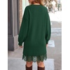 image:imageZESICA Womens Fall Striped Lace Trim Oversized Knit Sweater DressDark Green