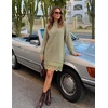 image:imageZESICA Womens Fall Striped Lace Trim Oversized Knit Sweater DressGreen Stripe