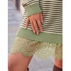 image:imageZESICA Womens Fall Striped Lace Trim Oversized Knit Sweater DressGreen Stripe