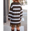 image:imageZESICA Womens Fall Striped Lace Trim Oversized Knit Sweater DressMocha