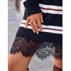 image:imageZESICA Womens Fall Striped Lace Trim Oversized Knit Sweater DressNavy Stripe