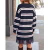 image:imageZESICA Womens Fall Striped Lace Trim Oversized Knit Sweater DressNavy Stripe