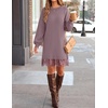 image:imageZESICA Womens Fall Striped Lace Trim Oversized Knit Sweater DressPurple