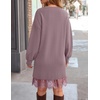 image:imageZESICA Womens Fall Striped Lace Trim Oversized Knit Sweater DressPurple