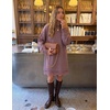 image:imageZESICA Womens Fall Striped Lace Trim Oversized Knit Sweater DressPurple