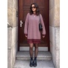 image:imageZESICA Womens Fall Striped Lace Trim Oversized Knit Sweater DressStripe Wine