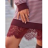 image:imageZESICA Womens Fall Striped Lace Trim Oversized Knit Sweater DressStripe Wine