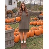 image:imageZESICA Womens Fall Striped Lace Trim Oversized Knit Sweater DressStriped Coffee