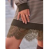 image:imageZESICA Womens Fall Striped Lace Trim Oversized Knit Sweater DressStriped Coffee