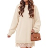 image:imageZESICA Womens Fall Striped Lace Trim Oversized Knit Sweater DressApricot