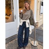 image:imageZESICA Womens Striped Oversized Fall Long Sleeve TShirts Y2K Going Out TopApricot