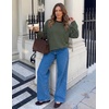 image:imageZESICA Womens Striped Oversized Fall Long Sleeve TShirts Y2K Going Out TopBlackish Green