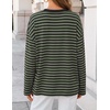 image:imageZESICA Womens Striped Oversized Fall Long Sleeve TShirts Y2K Going Out TopBlackish Green
