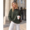 image:imageZESICA Womens Striped Oversized Fall Long Sleeve TShirts Y2K Going Out TopBlackish Green