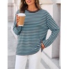 image:imageZESICA Womens Striped Oversized Fall Long Sleeve TShirts Y2K Going Out TopBlue Coffee