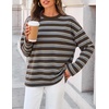 image:imageZESICA Womens Striped Oversized Fall Long Sleeve TShirts Y2K Going Out TopBrown Blue