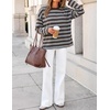 image:imageZESICA Womens Striped Oversized Fall Long Sleeve TShirts Y2K Going Out TopBrown Blue