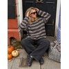 image:imageZESICA Womens Striped Oversized Fall Long Sleeve TShirts Y2K Going Out TopBrown Blue