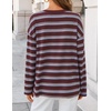image:imageZESICA Womens Striped Oversized Fall Long Sleeve TShirts Y2K Going Out TopBurgundy Red