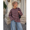 image:imageZESICA Womens Striped Oversized Fall Long Sleeve TShirts Y2K Going Out TopBurgundy Red
