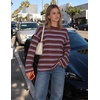 image:imageZESICA Womens Striped Oversized Fall Long Sleeve TShirts Y2K Going Out TopBurgundy Red