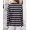 image:imageZESICA Womens Striped Oversized Fall Long Sleeve TShirts Y2K Going Out TopDark Navy