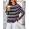 image:imageZESICA Womens Striped Oversized Fall Long Sleeve TShirts Y2K Going Out TopDark Navy