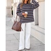 image:imageZESICA Womens Striped Oversized Fall Long Sleeve TShirts Y2K Going Out TopDark Navy