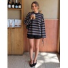 image:imageZESICA Womens Striped Oversized Fall Long Sleeve TShirts Y2K Going Out TopDark Navy