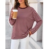 image:imageZESICA Womens Striped Oversized Fall Long Sleeve TShirts Y2K Going Out TopStripe Pink