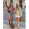 image:imageZESICA Womens Striped Oversized Fall Long Sleeve TShirts Y2K Going Out TopStripe Pink