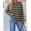 image:imageZESICA Womens Striped Oversized Fall Long Sleeve TShirts Y2K Going Out TopTeabrown