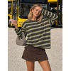 image:imageZESICA Womens Striped Oversized Fall Long Sleeve TShirts Y2K Going Out TopTeabrown