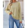 image:imageZESICA Womens Striped Oversized Fall Long Sleeve TShirts Y2K Going Out TopYellow Stripe