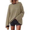 image:imageZESICA Womens Striped Oversized Fall Long Sleeve TShirts Y2K Going Out TopYellow Brown