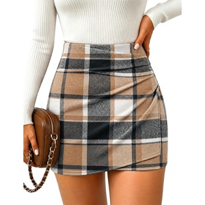 image:imageZESICA Womens Faux Suede Wrap Mini Skirt Fall High Waist Bodycon SkortNew Brown
