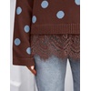 image:imageZESICA Womens Fall Winter Sweaters 2026 Lace Trim Pullover TopsBrown Blue