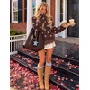 image:imageZESICA Womens Fall Winter Sweaters 2026 Lace Trim Pullover TopsBrown Blue