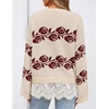 image:imageZESICA Womens Fall Winter Sweaters 2026 Lace Trim Pullover TopsGray Apricot