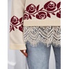 image:imageZESICA Womens Fall Winter Sweaters 2026 Lace Trim Pullover TopsGray Apricot