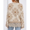 image:imageZESICA Womens Fall Winter Sweaters 2026 Lace Trim Pullover TopsLatte Khaki