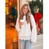 image:imageZESICA Womens Fall Winter Sweaters 2026 Lace Trim Pullover TopsWhite