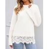 image:imageZESICA Womens Fall Winter Sweaters 2026 Lace Trim Pullover TopsWhite