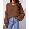 image:imageZESICA Womens Striped Fall Winter Sweaters Oversize Cozy Casual Work OutfitBrown